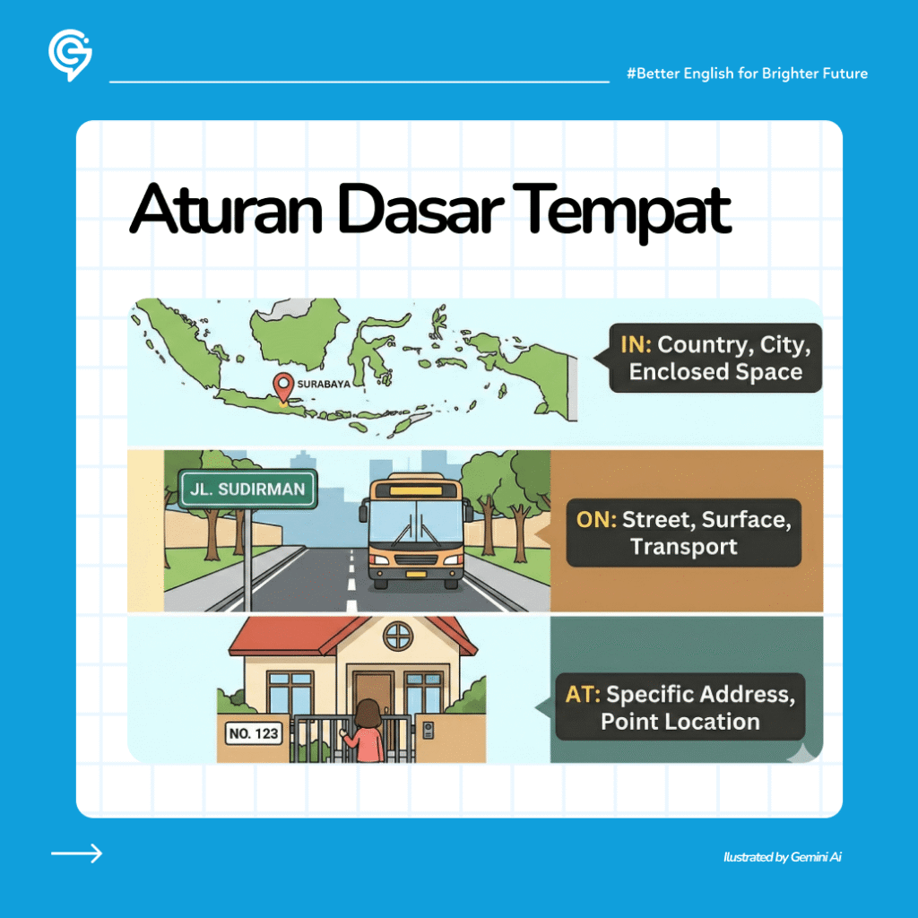 ilustrasi penggunaan in on at