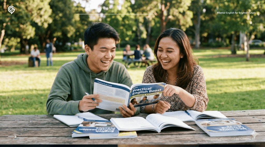 ilustrasi Otodidak vs Kursus Bahasa Inggris