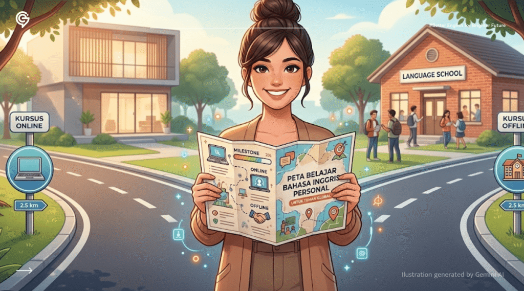 ilustrasi Kursus Bahasa Inggris Online vs Offline
