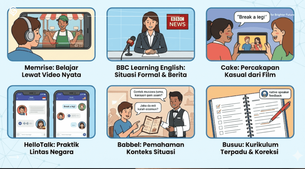 ilustrasi aplikasi belajar bahasa inggris