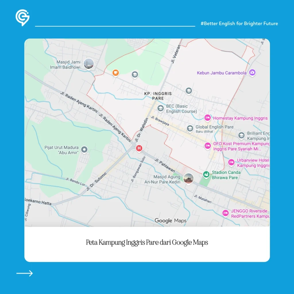 Ilustrasi Peta Kampung Inggris Pare